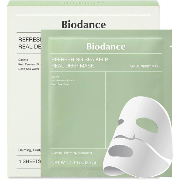 ماسک ورقه ای ضد جوش و کنترل چربی بایودنس با جلبک دریایی رنگ سبز Biodance